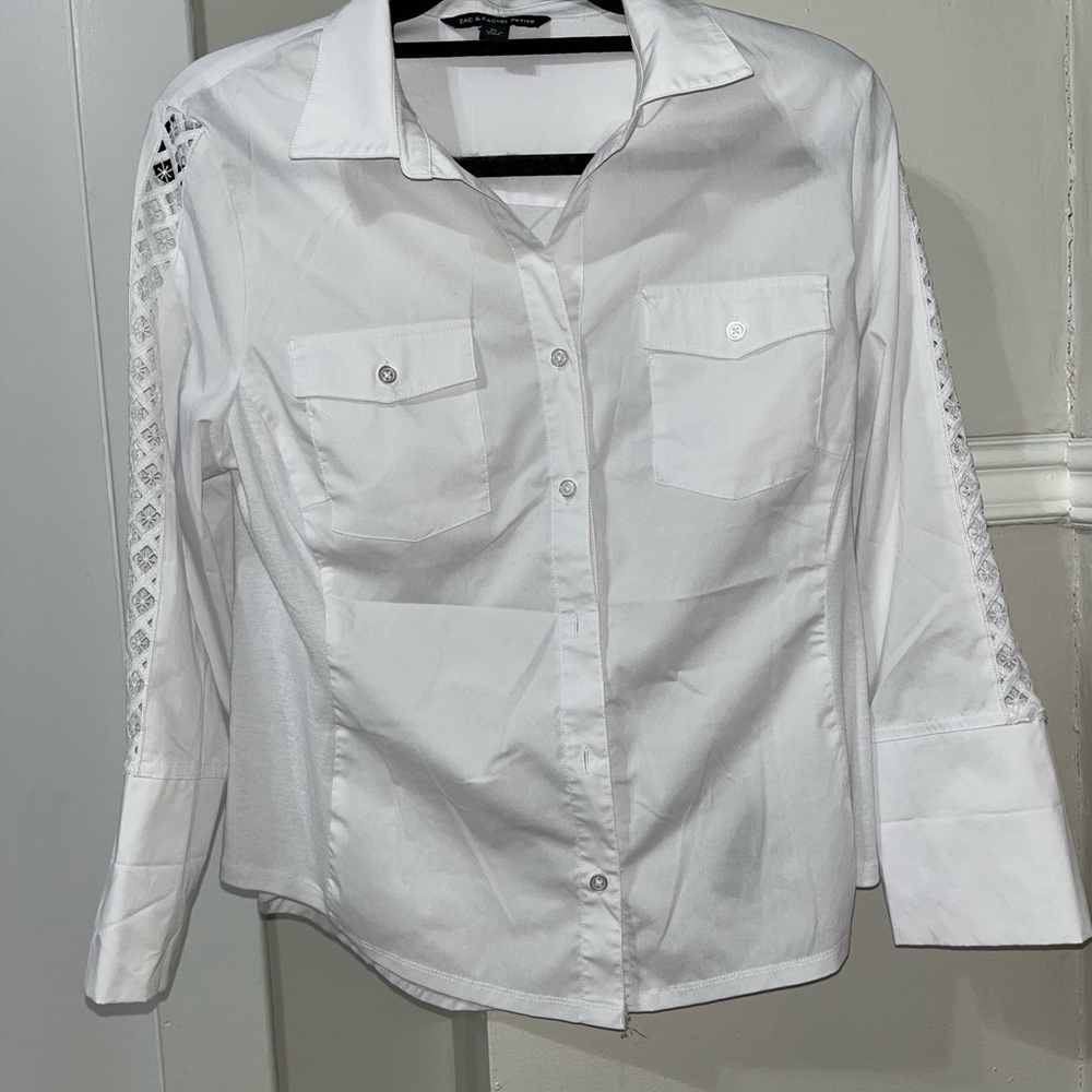 Zac & Rachel White Lace Eyelet Sleeve Blouse Top Size S - Picture 6 of 6